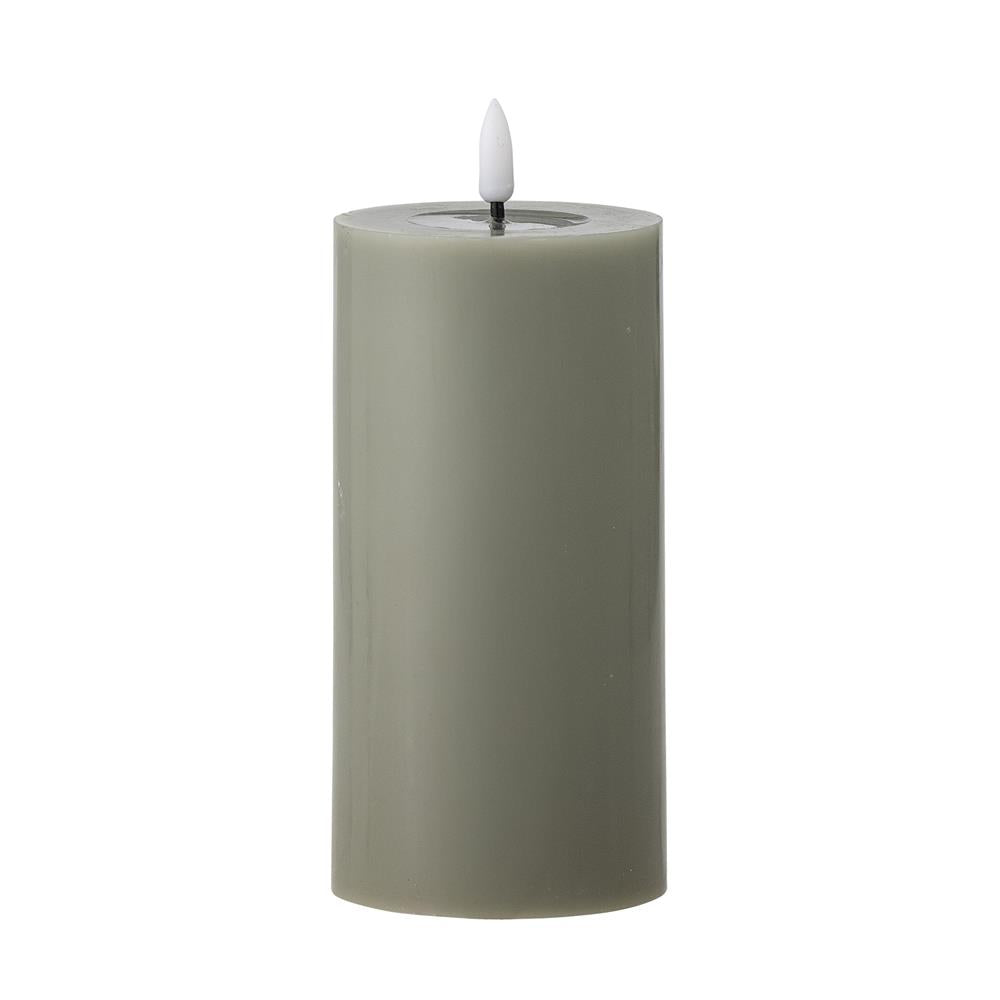 Bloomingville Ponza LED-Kerze 15 cm grün - LED Echtwachskerze mit 3D Flamme & Timer für Wohndeko