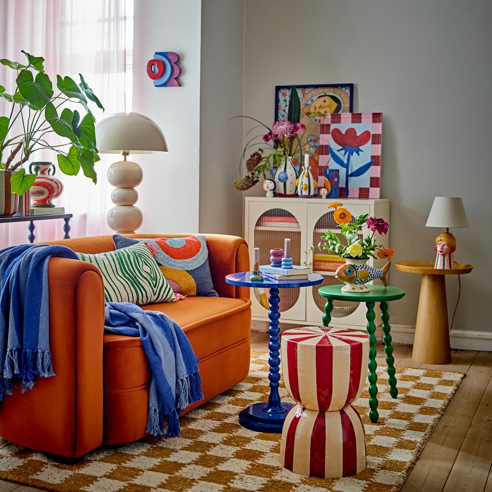 Bloomingville Polivia Wanddekoration bunt - Keramik Wandobjekt modern Color Block für Wohnzimmer