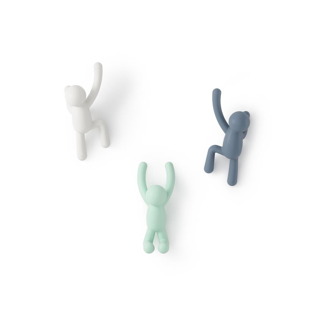 Umbra Buddy Haken 3er Set, Dekorative Wandhaken, Garderobenhaken in Pastell