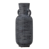 Bloomingville Rane Vase grau D12 cm aus Keramik – dekorative Vase mit Griffen für Wohnzimmer