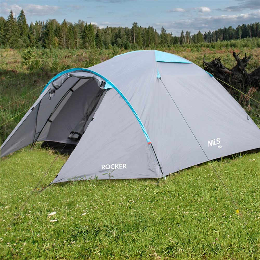 NILS CAMP Rocker Zelt für 3 Personen in Grau - Campingzelt mit Vorraum für Outdoor, Trekking & Camping