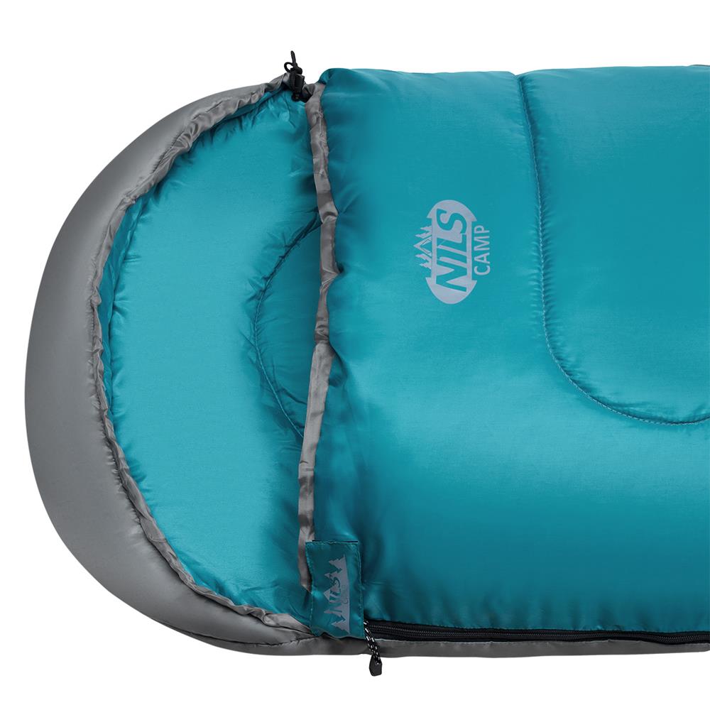 NILS CAMP Schlafsack Größe M Grau-Türkis - Mumienschlafsack für Outdoor, Trekking & Camping