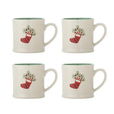 Bloomingville Kenai Tasse 4er Set 300 ml grün Steingut Weihnachtstassen mit Weihnachtsmotiv
