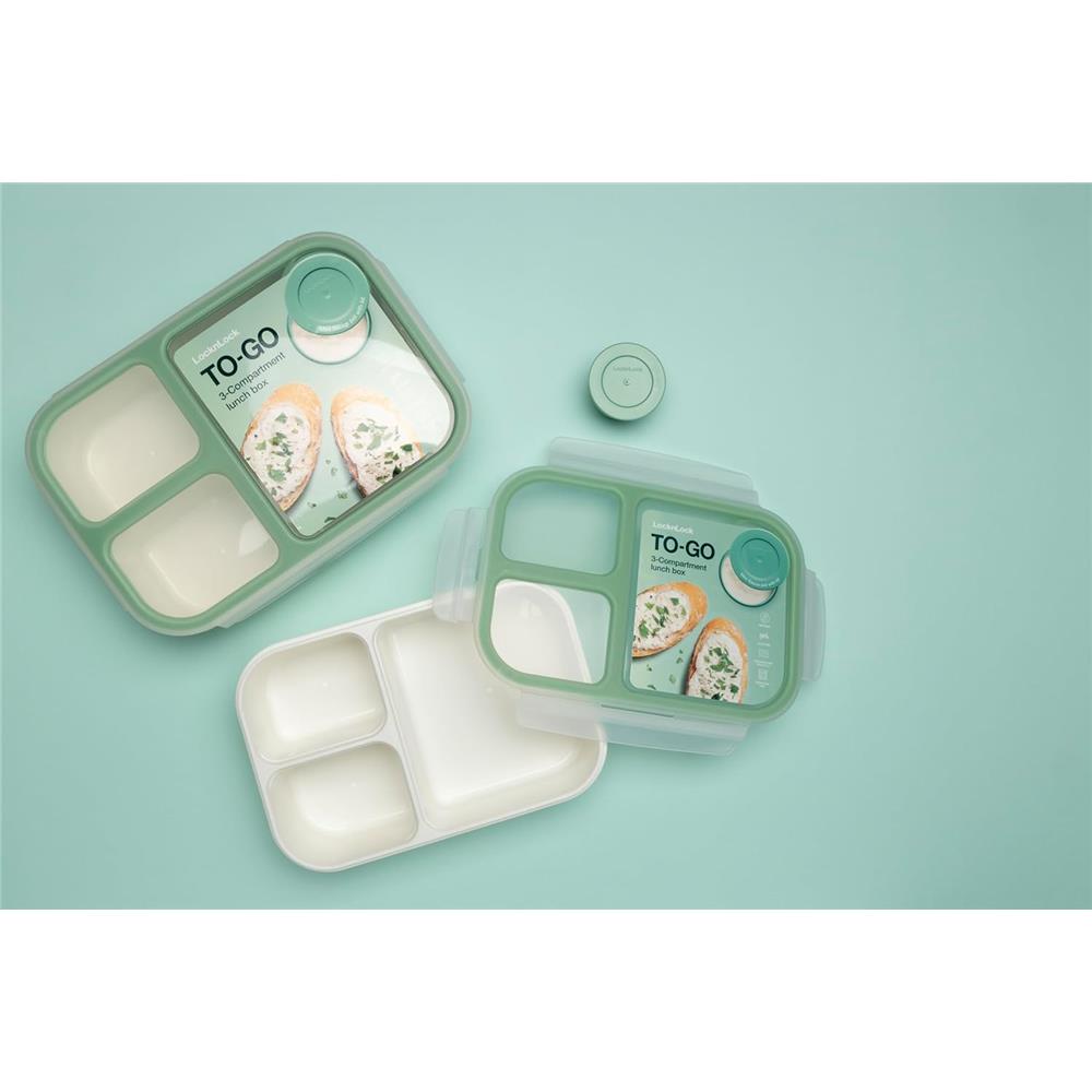 LocknLock Lunchbox 980ml, 3 Fächer, Saucenbehälter, BPA-frei