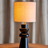 Bloomingville Lio Tischlampe schwarz - Steingut Lampe mit E27 für Wohnzimmer & Tischbeleuchtung