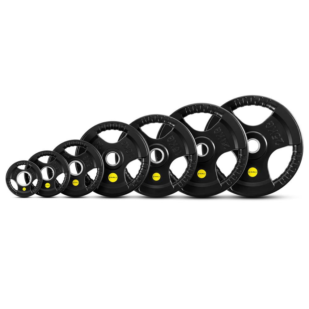 Hantelscheibe 5 kg Gummiert 50 mm mit Tri-Grip-Griffe | HMS TOK05 PRO
