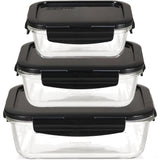 LocknLock Glas Frischhaltedosen 3er Set 380 ml, 630 ml, 1000 ml - Ofenform mit Deckel, mikrowellengeeignet, auslaufsicher
