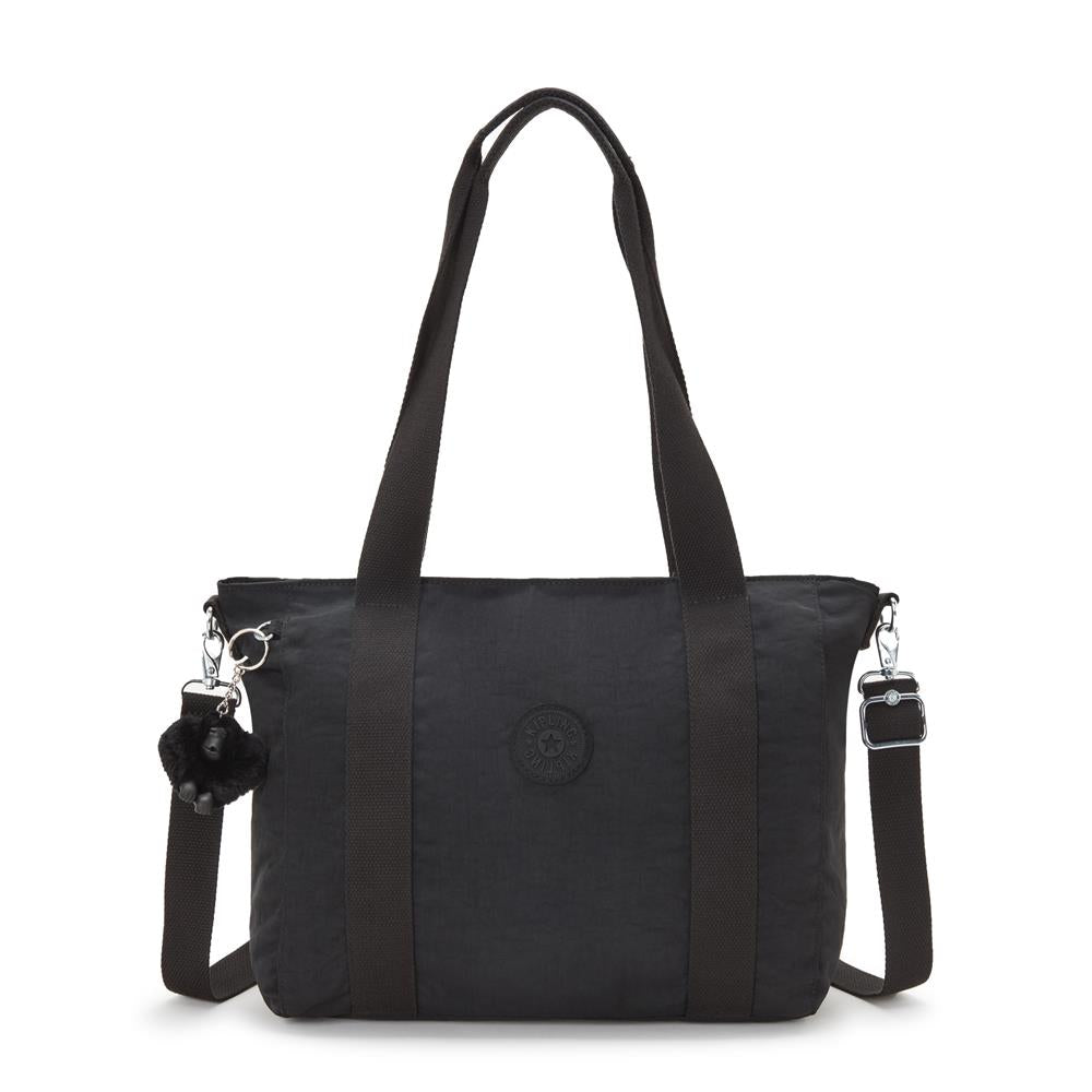 Kipling ASSENI S, kleine Tote Bag, Black Noir (schwarz), Handtasche mit Schultergurt & Fächern