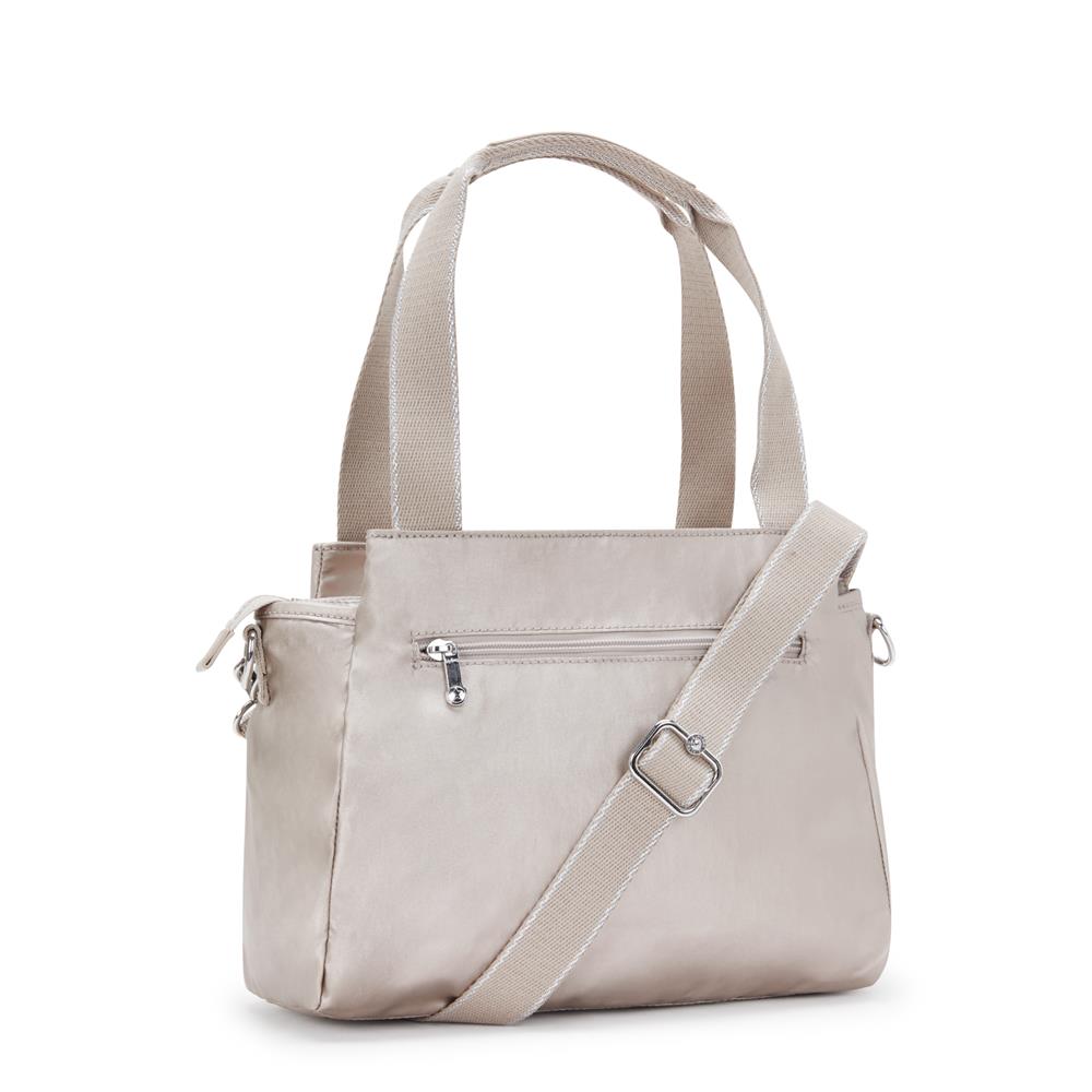 Kipling ELYSIA, mittelgroße Schultertasche, Metallic Glow (beige), Umhängetasche mit vielen Fächern