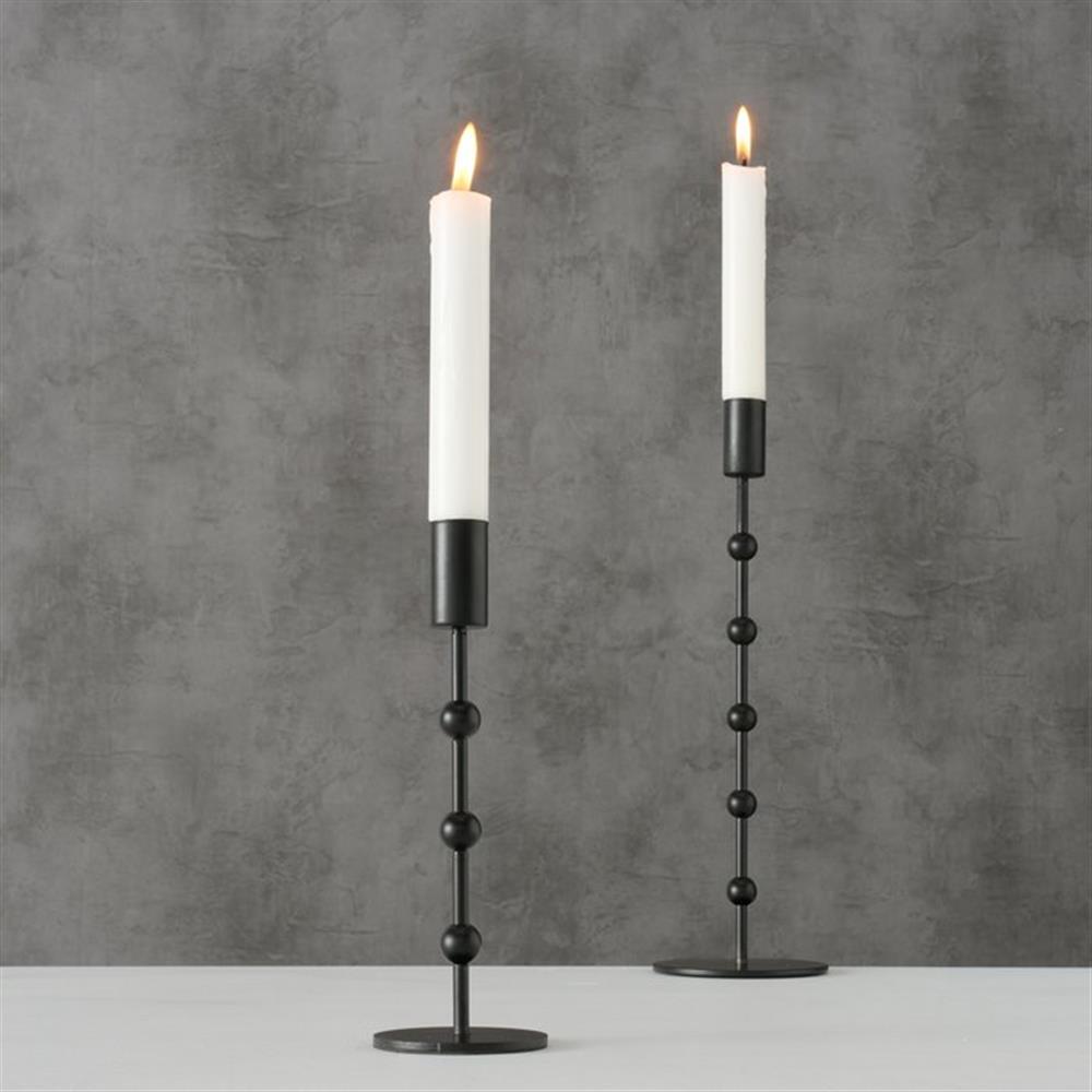 BOLTZE Kerzenleuchter Kimberly, 2-teiliges Set im Modernen Design aus Metall in Schwarz