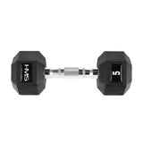 Kurzhantel 5 kg gummiert sechseckig Schwarz | HMS HEX PRO