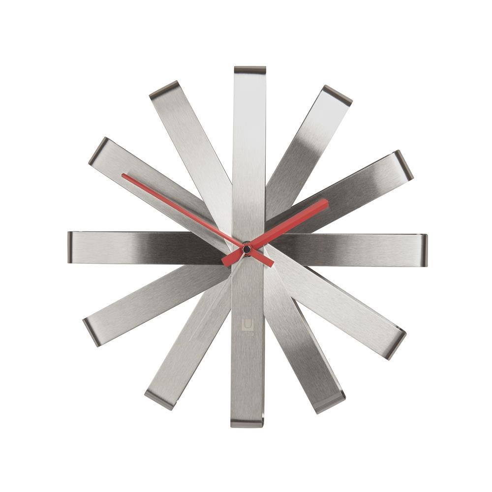 Umbra Ribbon Wanduhr Edelstahl Moderne Quarz Wanduhr aus gebogenem Metall