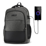 NILS City Rucksack 18L Grau - Laptoprucksack mit USB- und USB-C-Anschlüssen Arbeit Uni Alltag