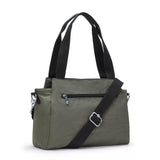 Kipling ELYSIA, mittelgroße Schultertasche, Green Moss (grün), Umhängetasche mit vielen Fächern