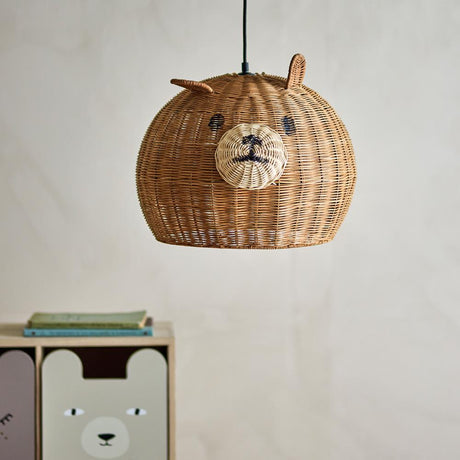 Bloomingville MINI Lilu Lampenschirm natur - Rattan Lampenschirm Bär für Kinderzimmer & Deckenleuchte