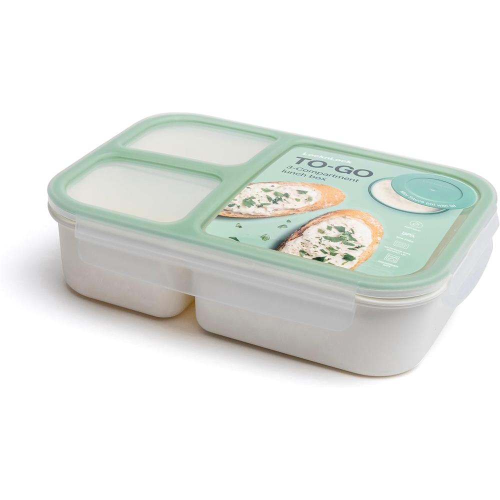 LocknLock Lunchbox 980ml, 3 Fächer, Saucenbehälter, BPA-frei