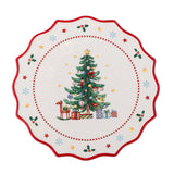Bloomingville Naive Kuchenteller aus Keramik in Rot – Weihnachtsteller für Küche und Tischdeko