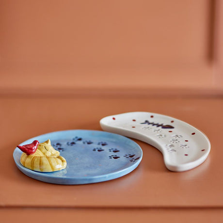 Bloomingville Bitte Servierplatte 2er Set 23x12 cm bunt - Steingut Teller Deko Küche