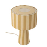 Bloomingville Emmie Tischlampe gelb - Leinen Lampe mit Streifen für Wohnzimmer & Nachttisch