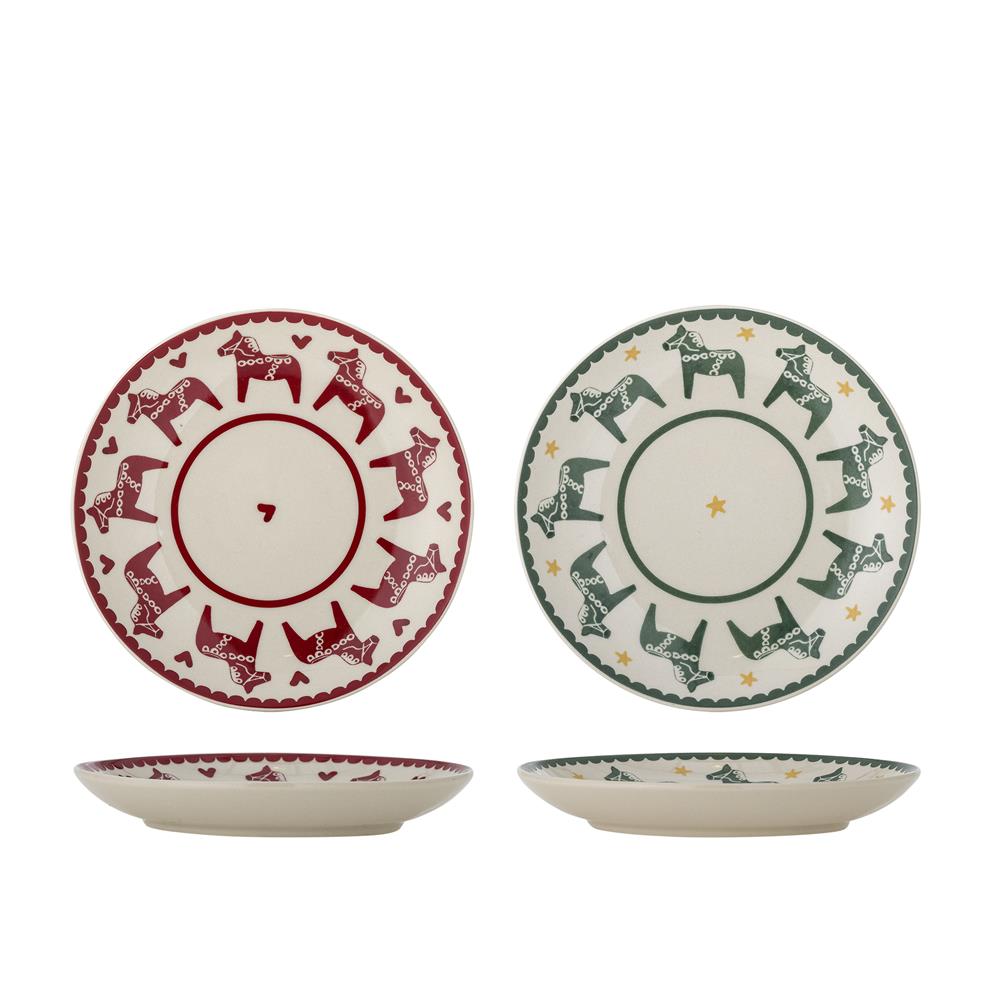 Bloomingville Siffer Teller Bunt Steingut 2er Set Weihnachtsteller 16 cm