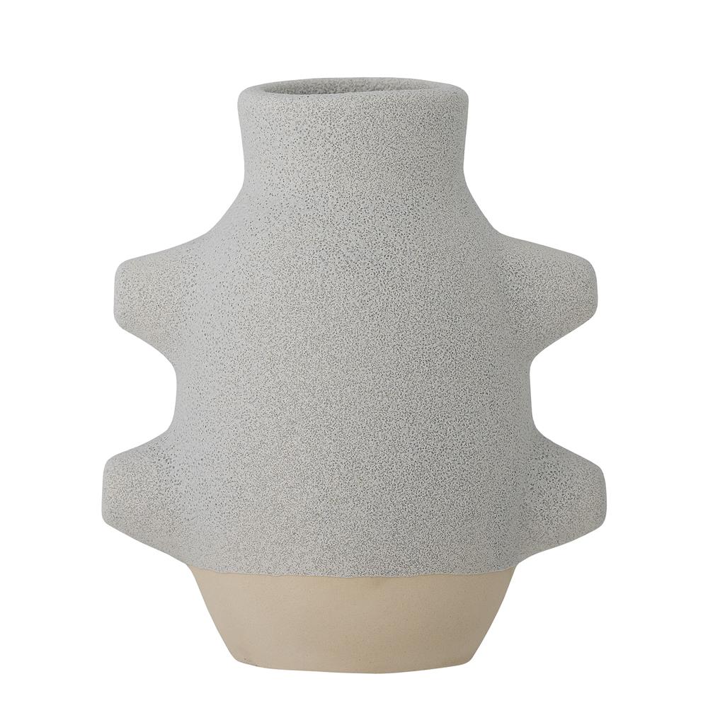 Bloomingville Birka Vase weiß L14 cm aus Keramik – dekorative Vase für Wohnzimmer & Tischdeko