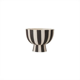 OYOY Toppu Schale - 12,6x10 cm, Schwarz/Weiß gestreift - vielseitig als Dekoschale, Blumentopf, Vase