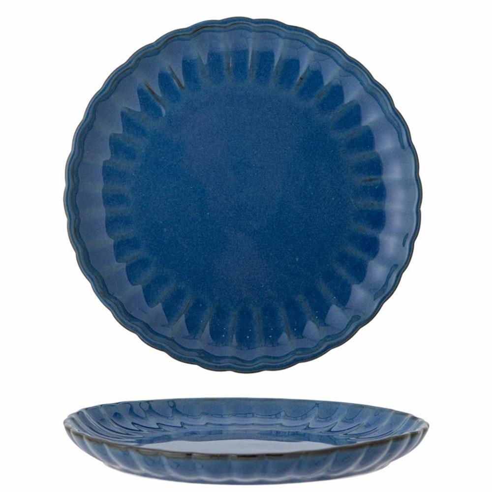 Bloomingville Latina Teller, Dunkelblau, 27 cm, Steingut, Speiseteller, dänisches Design