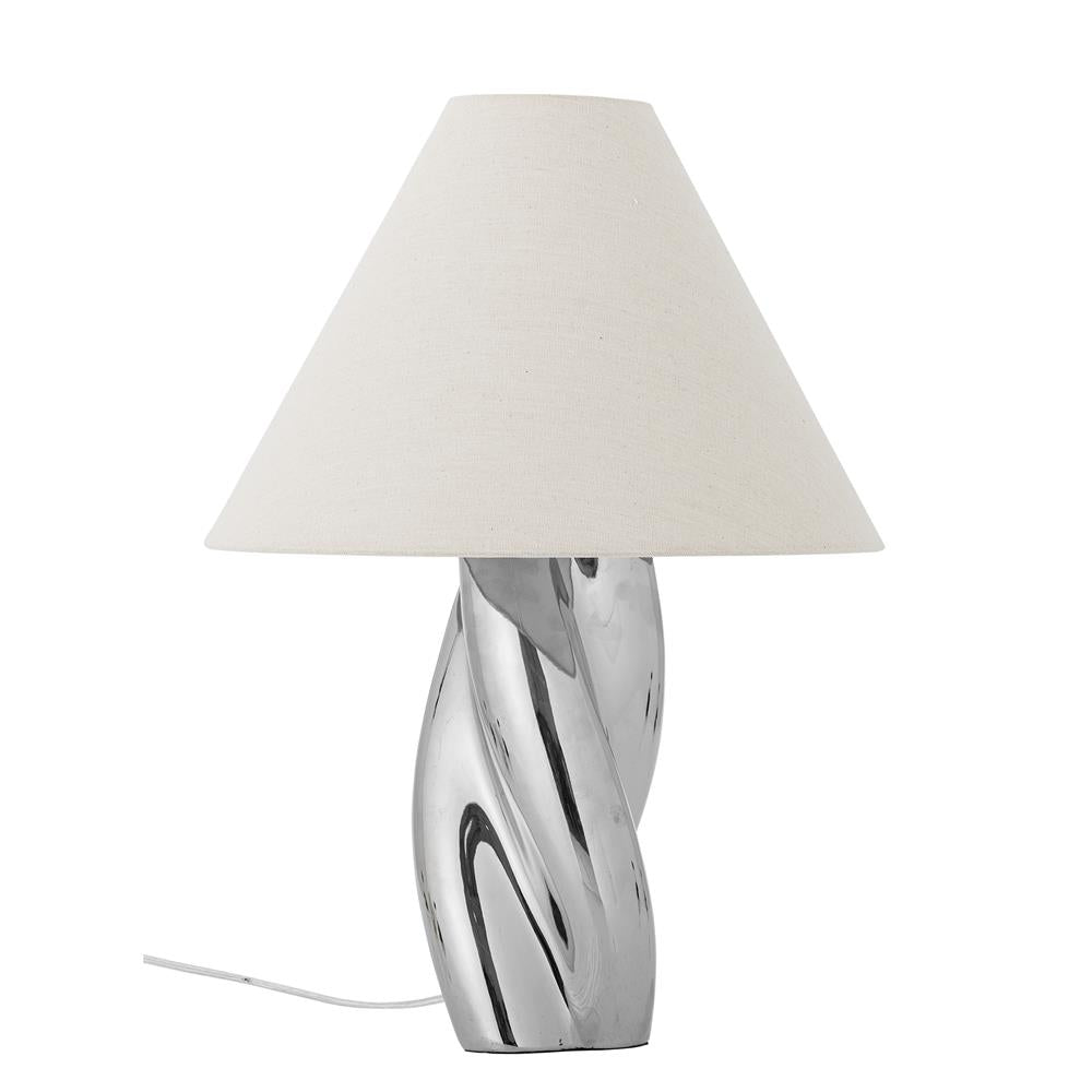 Bloomingville Silva Tischlampe Silber Steingut 49cm Höhe elegant