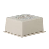 Bloomingville Bea Butterdose, Natur, Steingut, mit Blumenmotiv, dänisches Design
