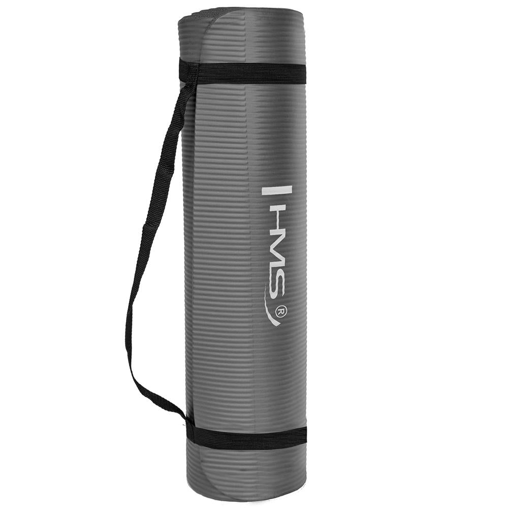 Yogamatte 183 x 61 x 1 cm Fitnessmatte Grau Gymnastikmatte rutschfest | HMS YM03