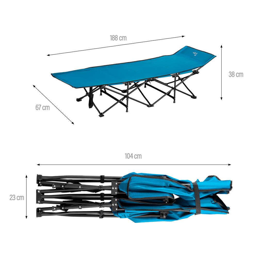 NILS CAMP Campingbett klappbar 190 cm blau Feldbett für Camping Outdoor Garten Reisbett