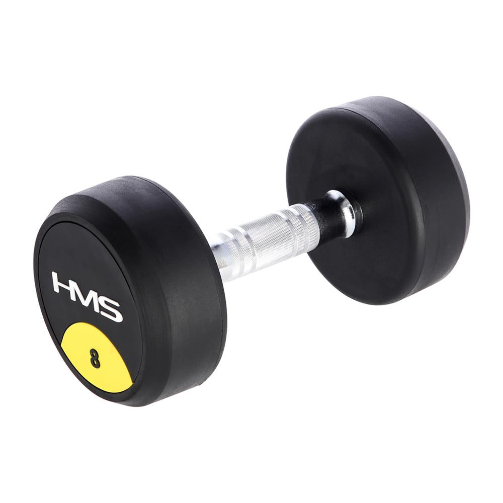 Kurzhantel 8 kg gummiert rund Schwarz | HMS HG PRO
