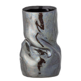 Bloomingville Apio Vase schwarz D14 cm aus Steingut – dekorative Vase für Wohnzimmer & Tischdeko