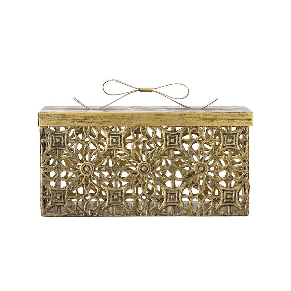 Bloomingville Gretl Box mit Deckel Gold Metall Weihnachtsdeko Aufbewahrungsbox
