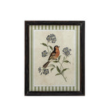 Bloomingville Renji Bild mit Rahmen bunt - Wanddeko Vogelmotiv Vintage Illustration für Wohnzimmer