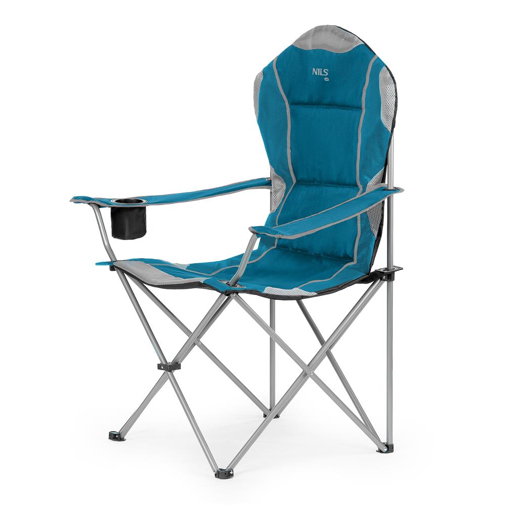 NILS CAMP Campingstuhl Türkis - großer gepolsterter Klappstuhl mit Armlehnen für Camping & Garten