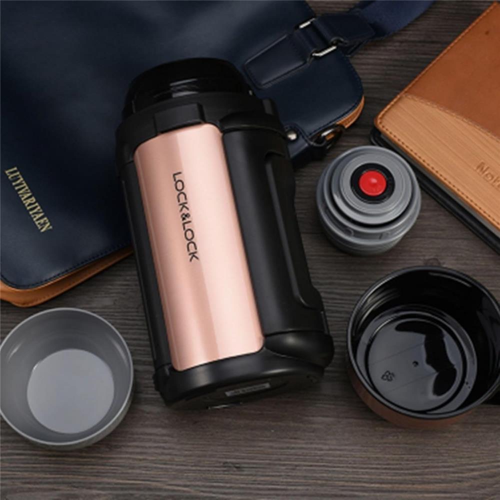 LocknLock Isolierkanne 1,5 L aus Edelstahl mit Becher & Tragegurt