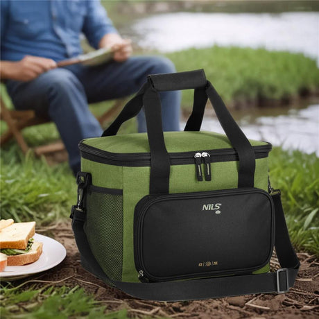 NILS CAMP Kühltasche 20L in Grün - kompakte Thermotasche für Picknick, Camping & Alltag