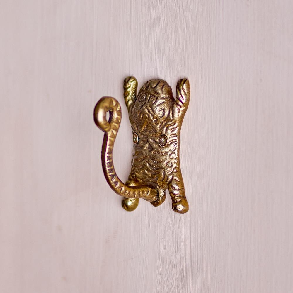 Bloomingville Lester Haken messing - Katzen Wandhaken aus Aluminium für Flur Garderobe & Deko
