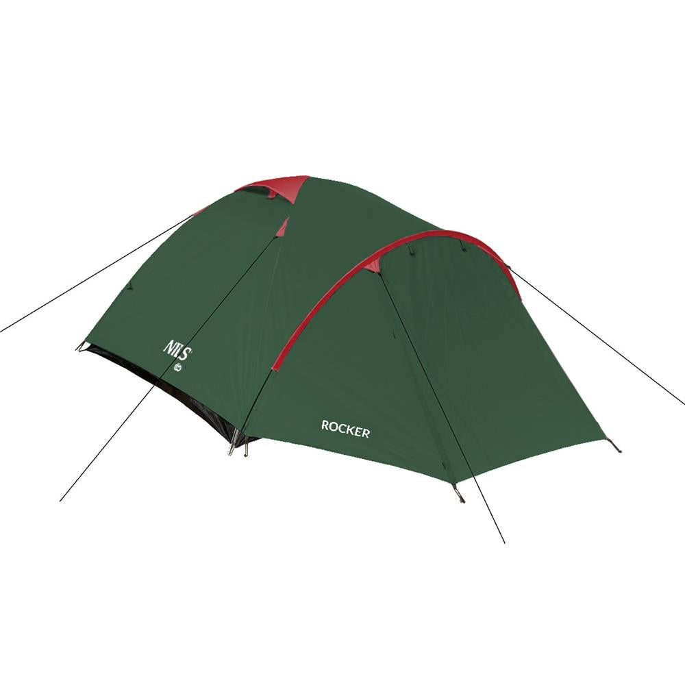 NILS CAMP Rocker Zelt für 3 Personen in Grün - Campingzelt mit Vorraum für Outdoor, Trekking & Camping