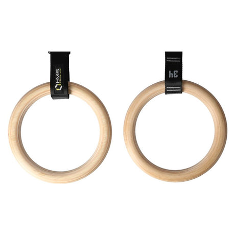 HMS Premium TX08 Holz Turnringe mit Gurten und Karabinern bis 200 kg