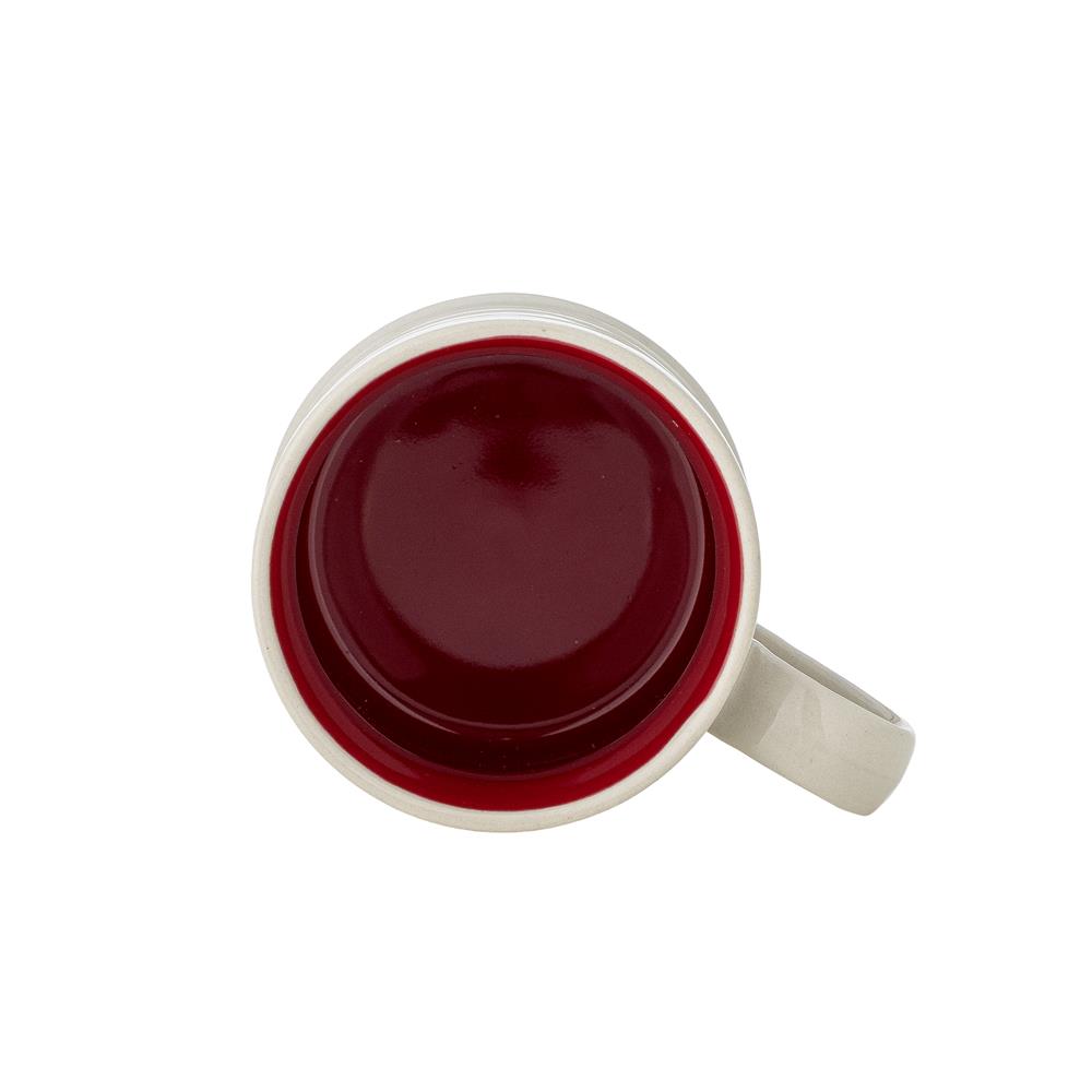 Bloomingville Kenai Tasse 4er Set 300 ml rot Steingut Weihnachtstassen mit Lebkuchenmotiv