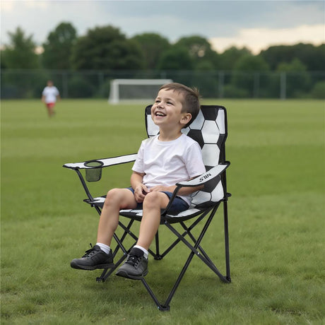 NILS CAMP Kinder Campingstuhl Fußball - faltbarer Klappstuhl für Garten, Strand & Camping