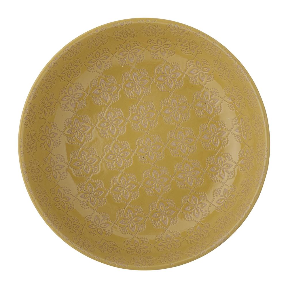 Bloomingville Marsala Schale gelb D20 cm, 1100 ml aus Steingut – Servierschale für Küche & Tischdeko