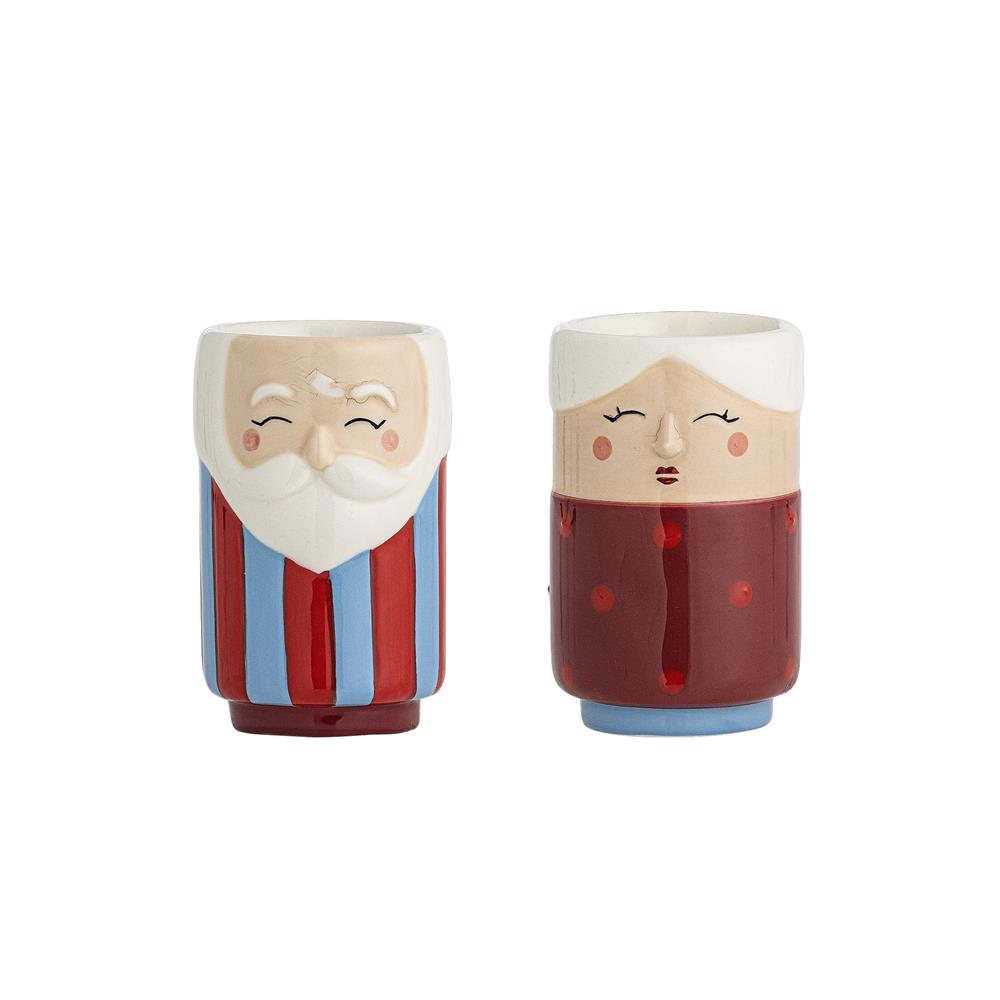 Bloomingville Granny Salz- und Pfefferset Rot Steingut 2er Set handbemalt