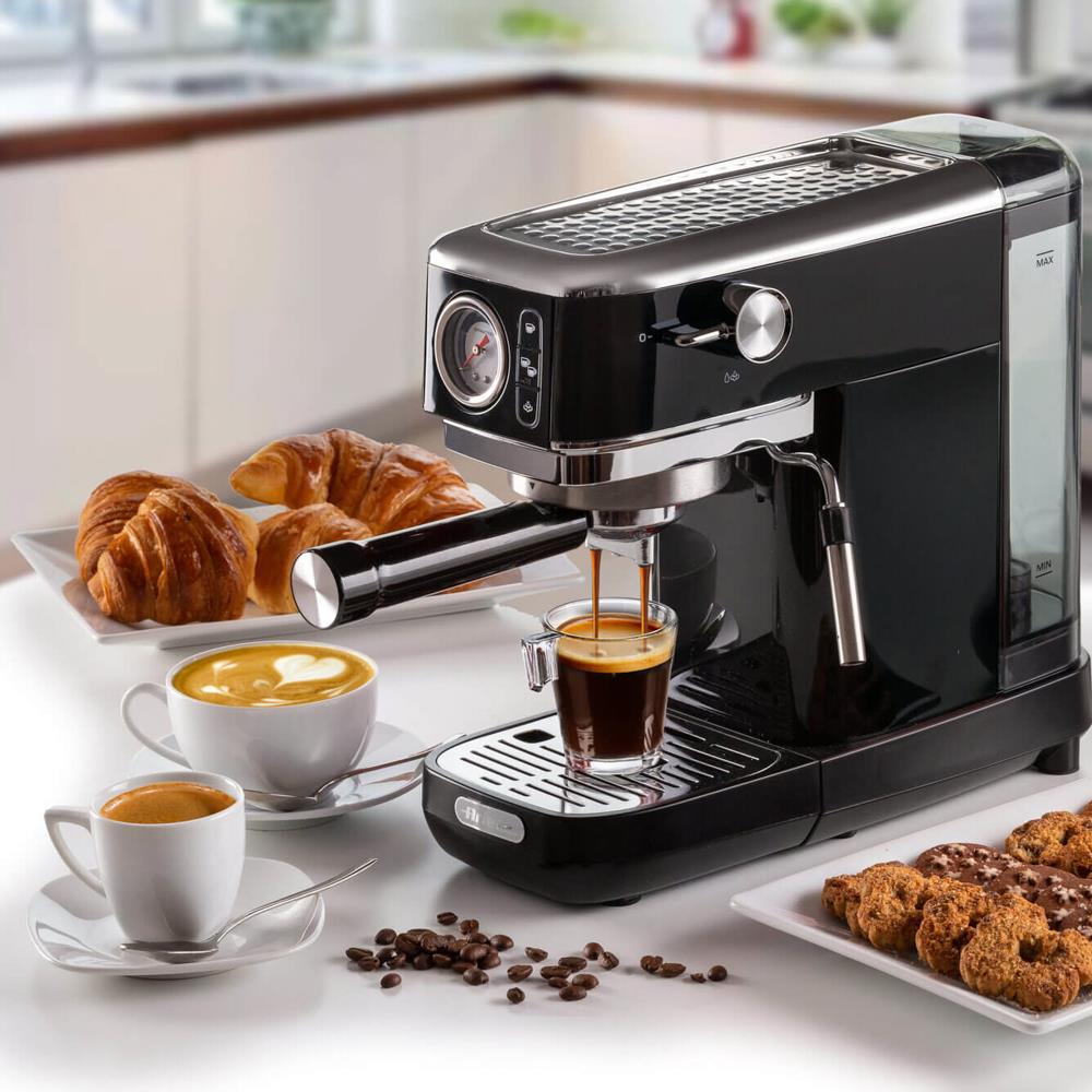 Ariete Moderna Espressomaschine Slim, Schwarz, Siebträgermaschine, 1-Tassen-Kaffeemaschine