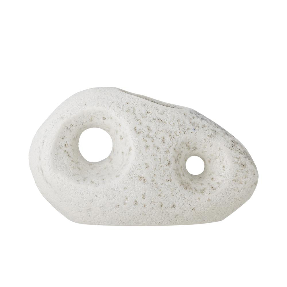 Bloomingville Caia Vase Weiß Steingut L16xH9,5xW7 cm – dekorative Designvase