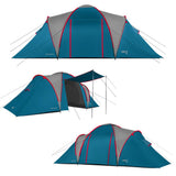 NILS CAMP Highland IV Zelt für 4 Personen Blau-Grau - großes Familienzelt mit Vorraum für Camping & Outdoor