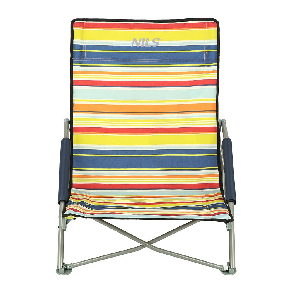 NILS Strandstuhl Blau-Gelb gestreift- Klappstuhl Sonnenstuhl Campingstuhl für Garten, Strand & Outdoor