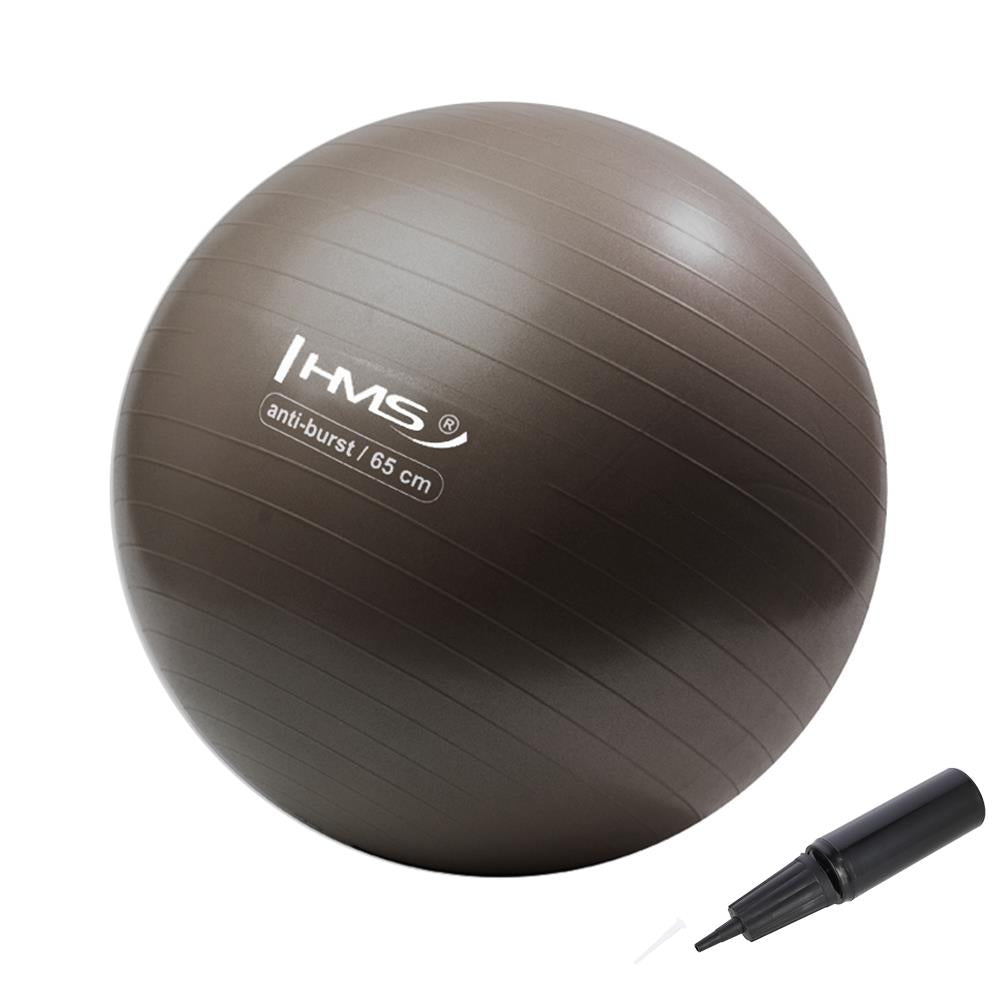 Gymnastikball 65 cm Braun Anti-Burst mit Luftpumpe für Pilates | HMS YB02N